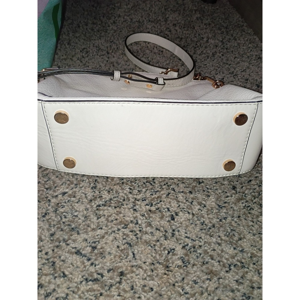 Michael Kors Large Leather Gold Chain Hobo Shoulder Bag, Optic White - Picture 7 of 16